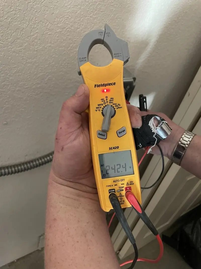 Voltage testing with clamp meter during Generator Installation in Pollock Pines
